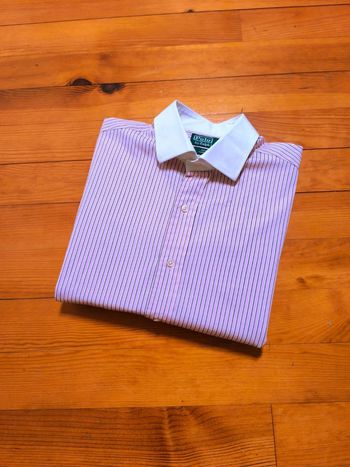 Chemise à rayures - Ralph Lauren - Regent Classic Fit - Rose, blanc, noir - Taille XL