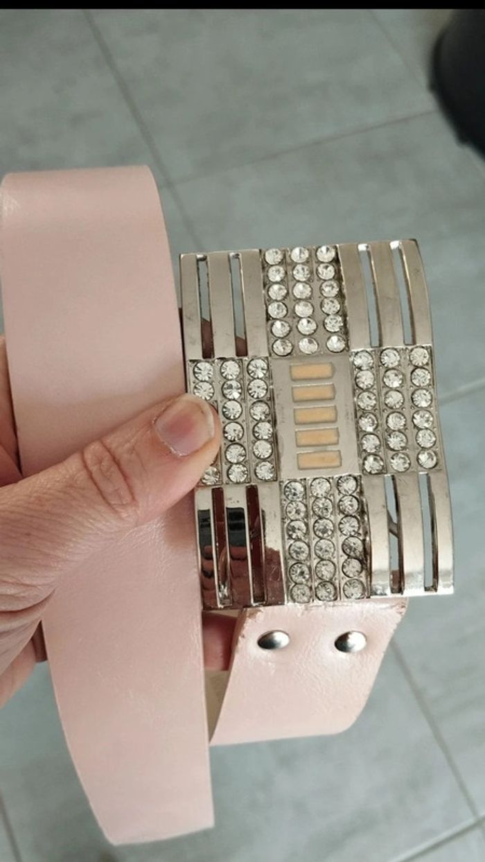 Ceinture rose boucles argenté 90 cm - photo numéro 5