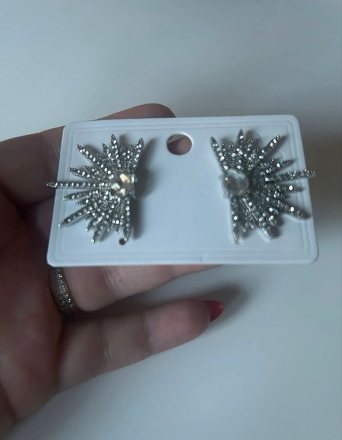 Boucles d’oreilles brillantes NEUVES pour femme couleur argenté - photo numéro 3