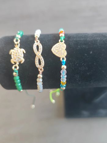 3 bracelets strass réglable