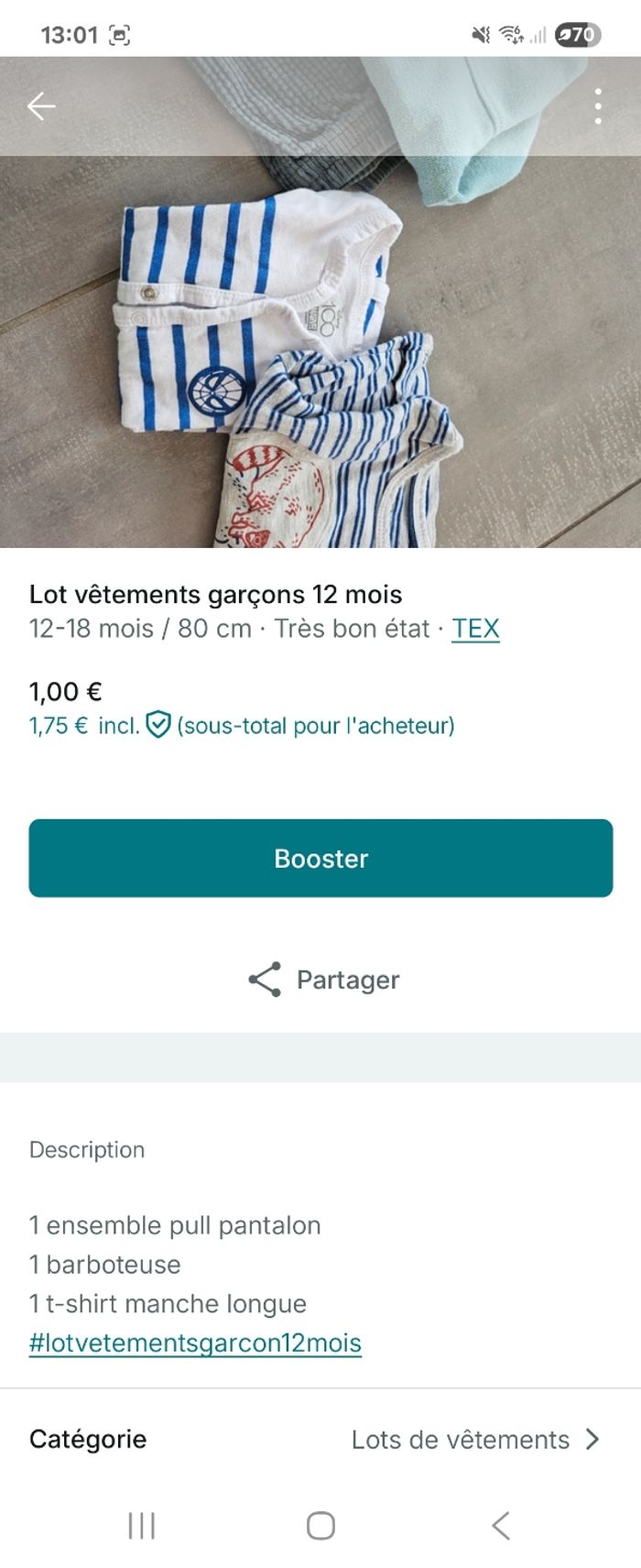 Lot vêtements garçons 12 mois - photo numéro 2