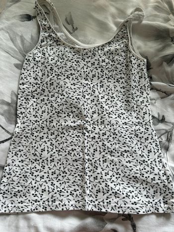 Débardeur coton fleurs noir et blanc