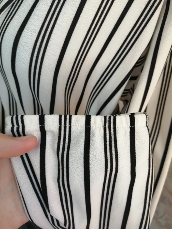 Chemisier blouse cache cœur rayée noire et blanche avec noeud / don't call me jennyfer / (XL) - photo numéro 3