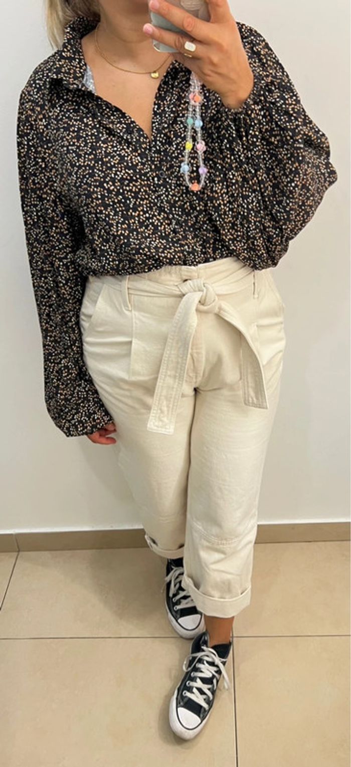 Chemise Vila Imprimée Fleurs Manches Bouffantes Taille 38 - photo numéro 4