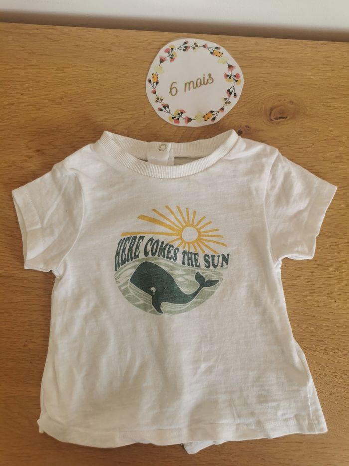 Lot de 2 t-shirt manches courtes bébé garçon 6mois verbaudet neuf sans étiquette - photo numéro 2