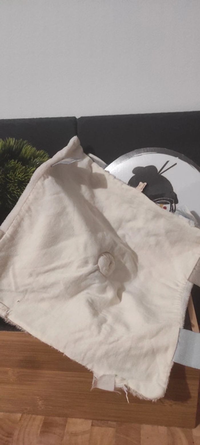 Doudou plat ours blanc écru beige Tonton lune étoile noukie's marmotte Fourrure - photo numéro 2