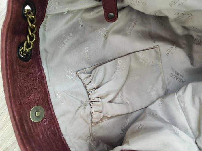 Sac à main Abaco bordeaux, très bon état en cuir 30X46 cm - photo numéro 7