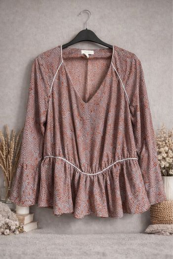 Blouse femme col V T36 soft grey