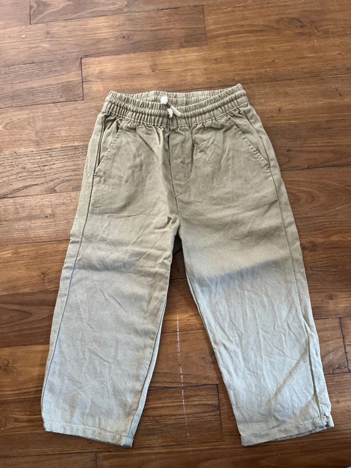 Pantalon en lin Zara kaki 18/24 mois