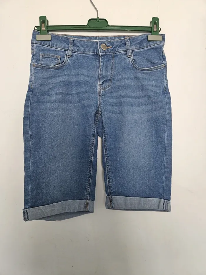 Short pantacourt en jean femme - Taille 36 / S - Gemo - Bleu - photo numéro 3