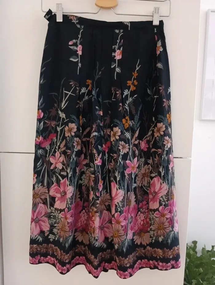 Jupe vintage longueur midi à fleurs handmade - photo numéro 5