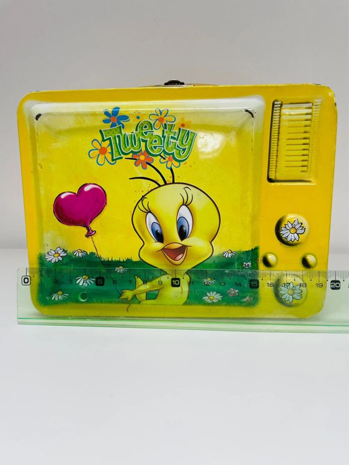 Valise métallique enfant Titi et gros miné jaune vert rose fleur ballon coeur - photo numéro 9