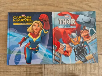 Lot de 2 livres Marvel les origines Captain Marvel et Thor
