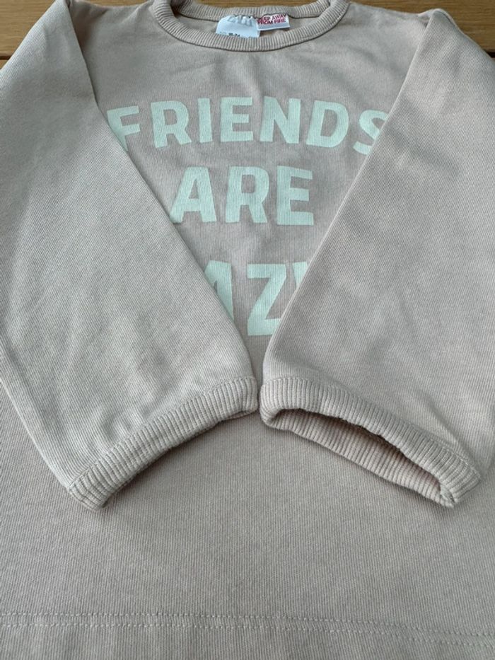 Teeshirt ML rose pâle coton épais, inscription friends are amazing - Taille 3 Ans - photo numéro 7