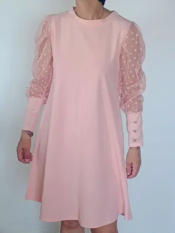 Robe rose à manches en tulle – L'Original Paris – Taille unique