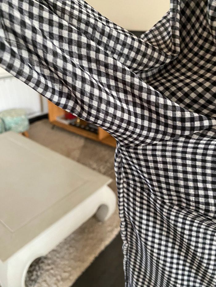 Chemise vichy noire et blanche à petits carreaux taille S / M - photo numéro 9