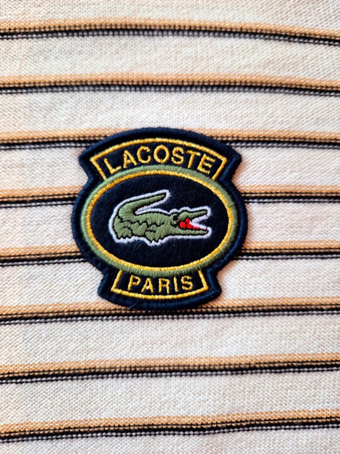 Pull "Lacoste" Blanc à rayures Taille L  Taille L neuf sous blister 100 % coton organique. - photo numéro 3