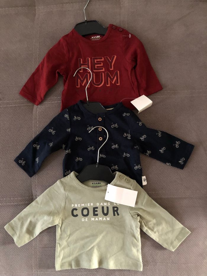 Lot de 3 tee-shirts manches longues bébé garçon 1 mois - neufs - photo numéro 5