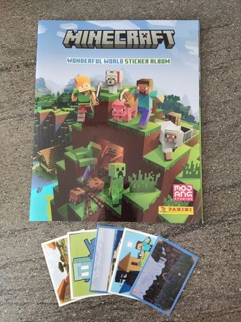 Lot de 5 cartes Stickers Minecraft Panini