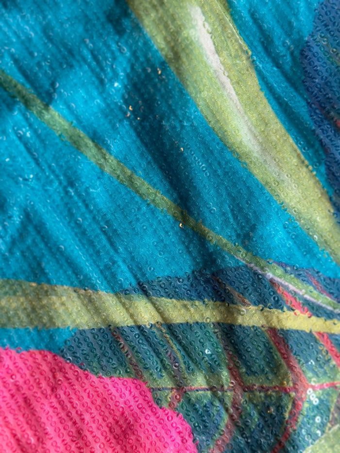Robe bustier courte à sequins – Imprimé floral coloré – Taille 36 - photo numéro 4