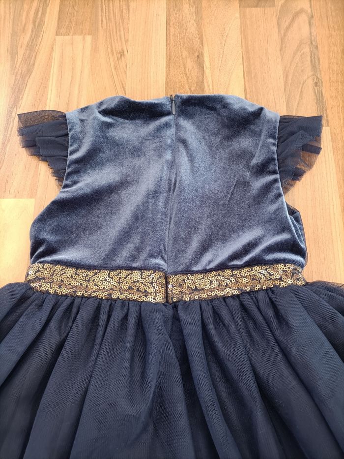 Robe de fête bleu marine type velours et tulle 3-4 ans tex - photo numéro 8