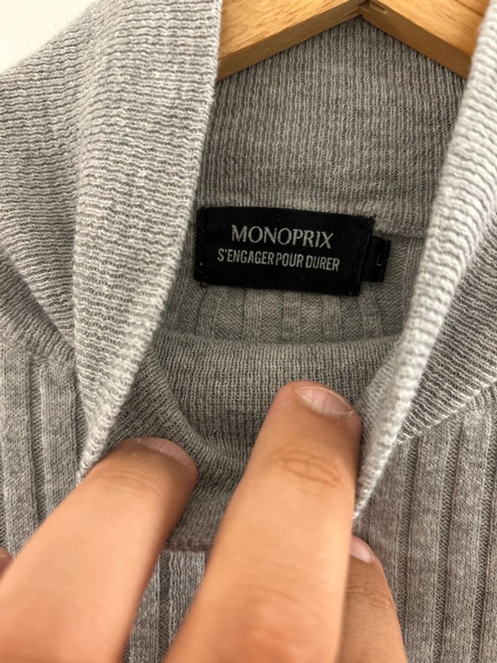 Pull fin gris Monoprix T Large - photo numéro 6