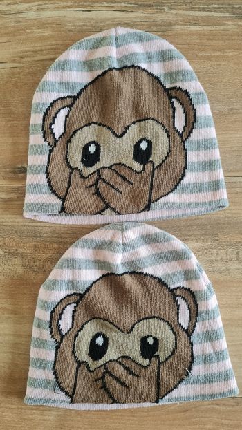 2 bonnets identiques singe