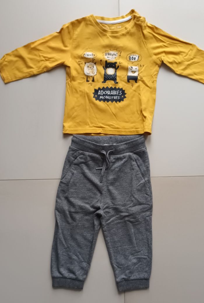 Ensemble pantalon jogging , pull et tee-shirt garçon 18 mois - photo numéro 3