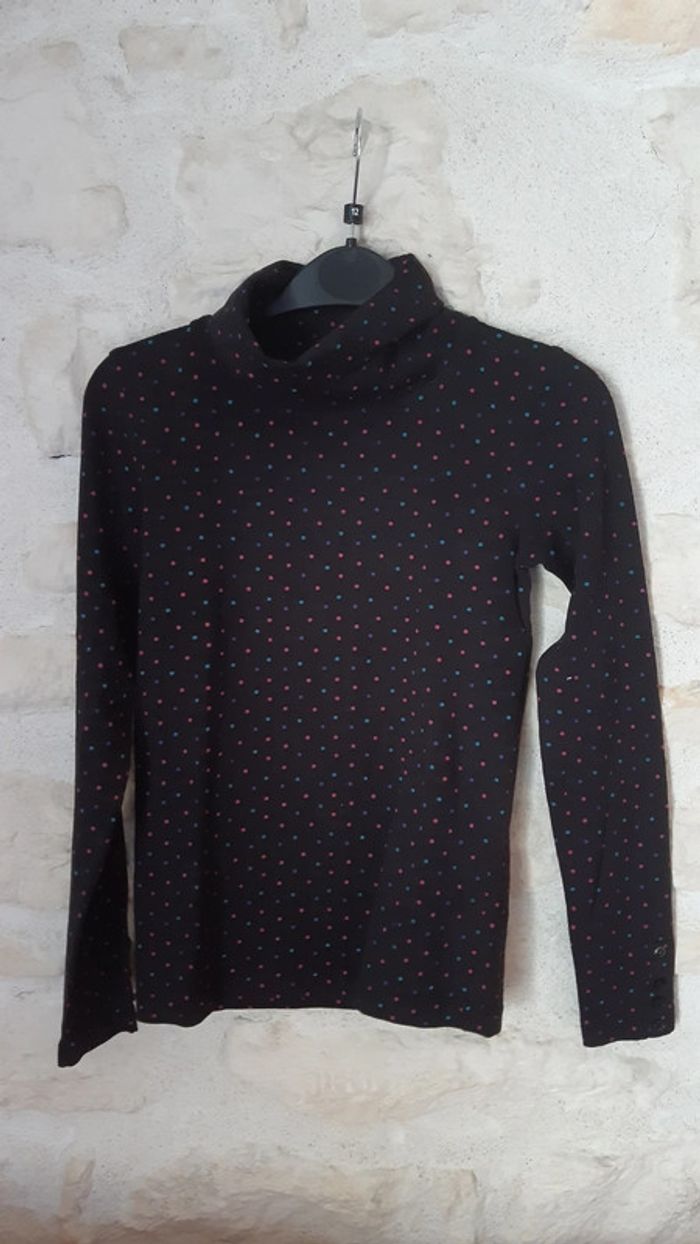 Col roulé noir à pois 10 ans