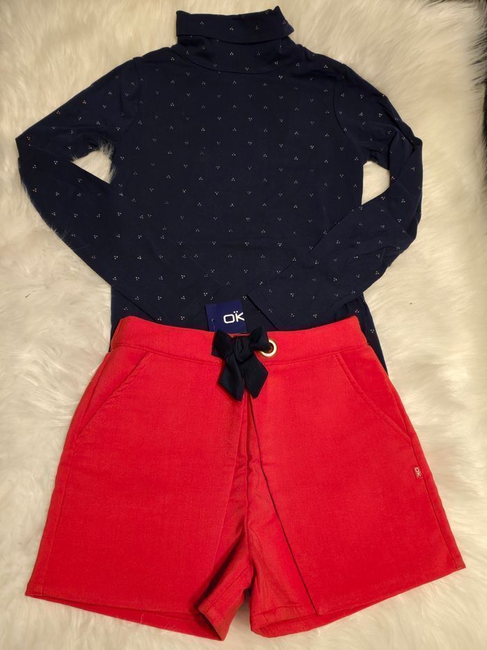 Neufs (non portés) 😍🤩⚘️ superbe ensemble sous pull et short 8 ans fille ⚘️🤩😍 - photo numéro 2