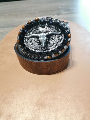 Ceinture de cowboy country tête taureau