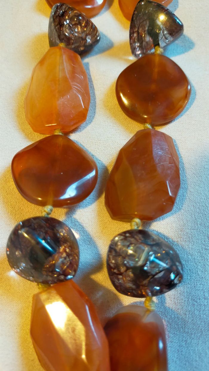 Collier vintage perles d’inspiration minérale – Collection Sable & Ébène - photo numéro 7