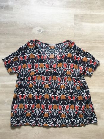 Blouse manches courtes « Promod » bleu marine à motifs fleuris taille M
