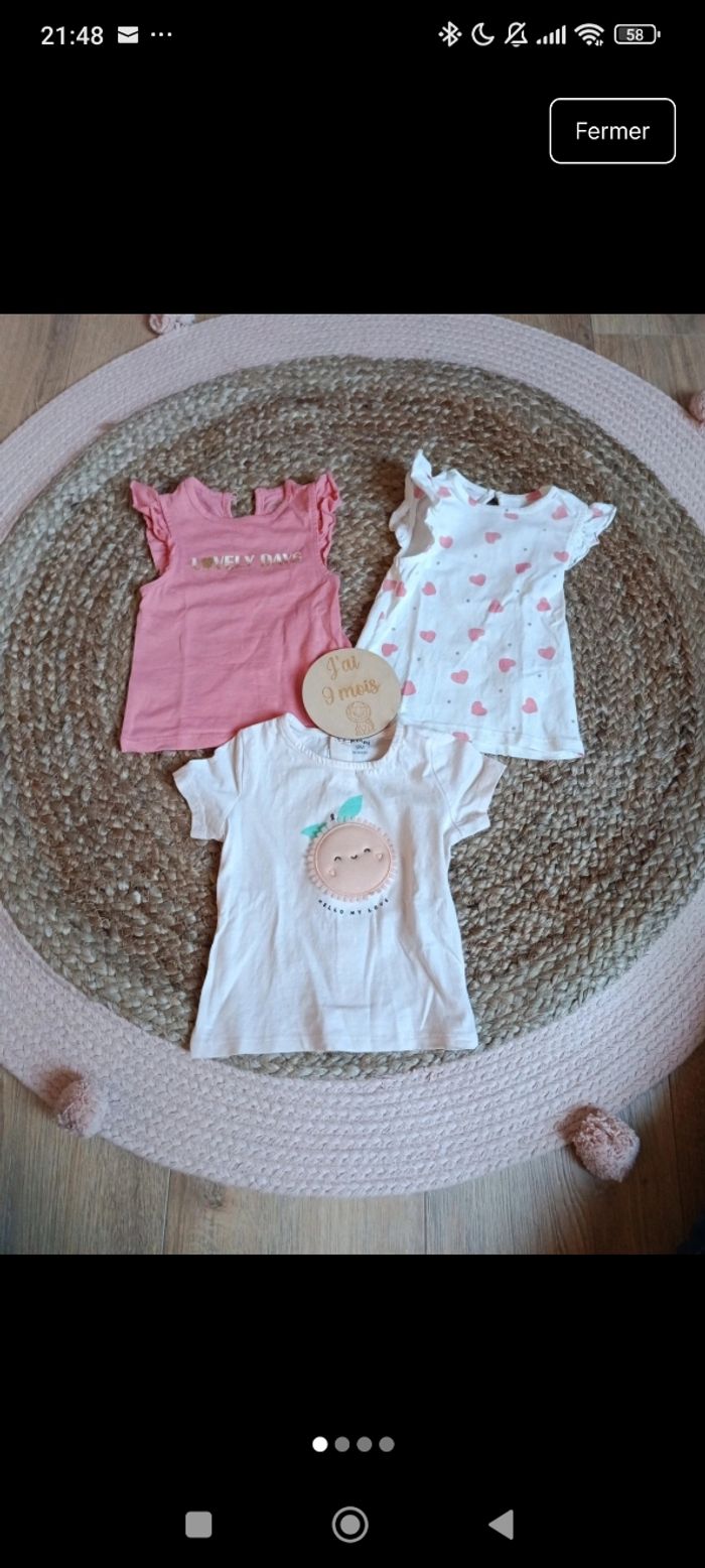 Lot 3 T-shirts 9 mois