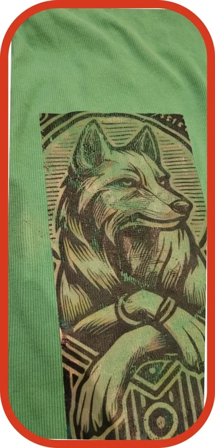 Débardeur Vert H&M XXL - Motif Loup Stylisé - photo numéro 2