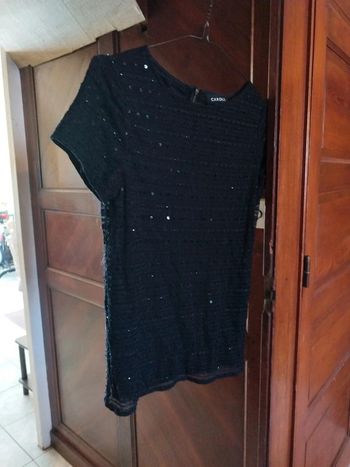 T-shirt col rond noir à sequins taille S/36 vintage