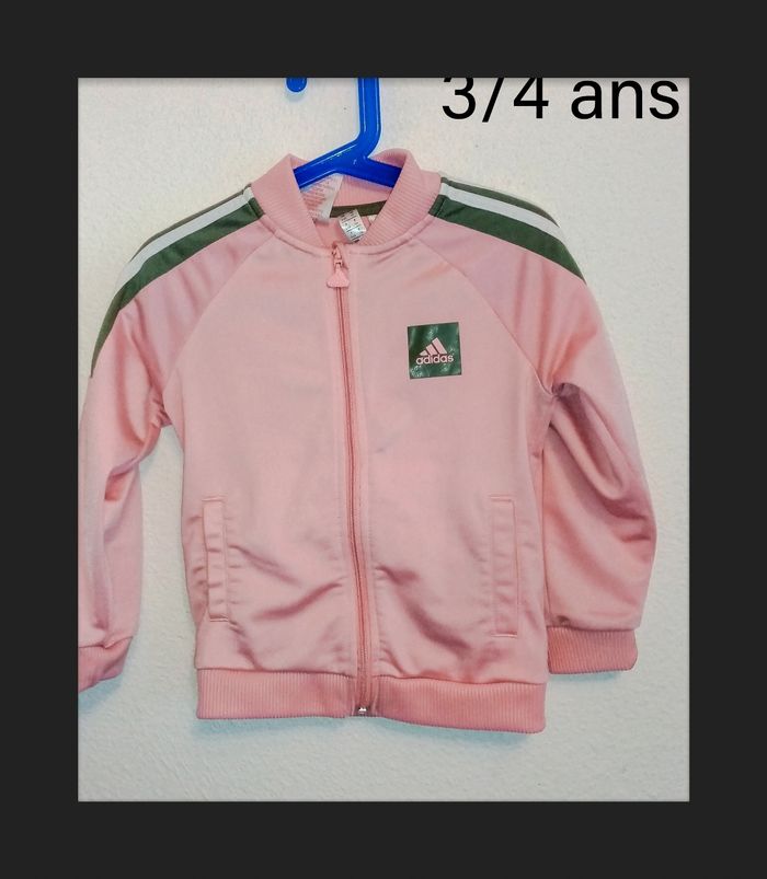 3/4 ans Adidas veste zippé rose et gris toutes saisons /Excellent état - photo numéro 14