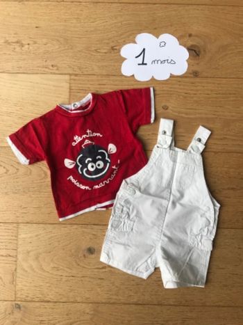 Ensemble salopette tee-shirt 1 mois
