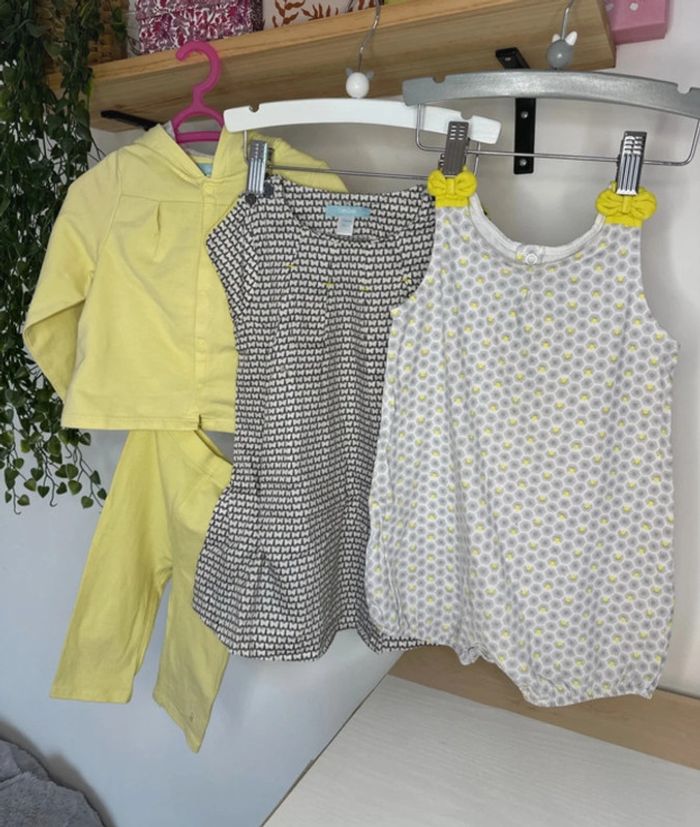 Lot 18mois jaune et gris obaibi