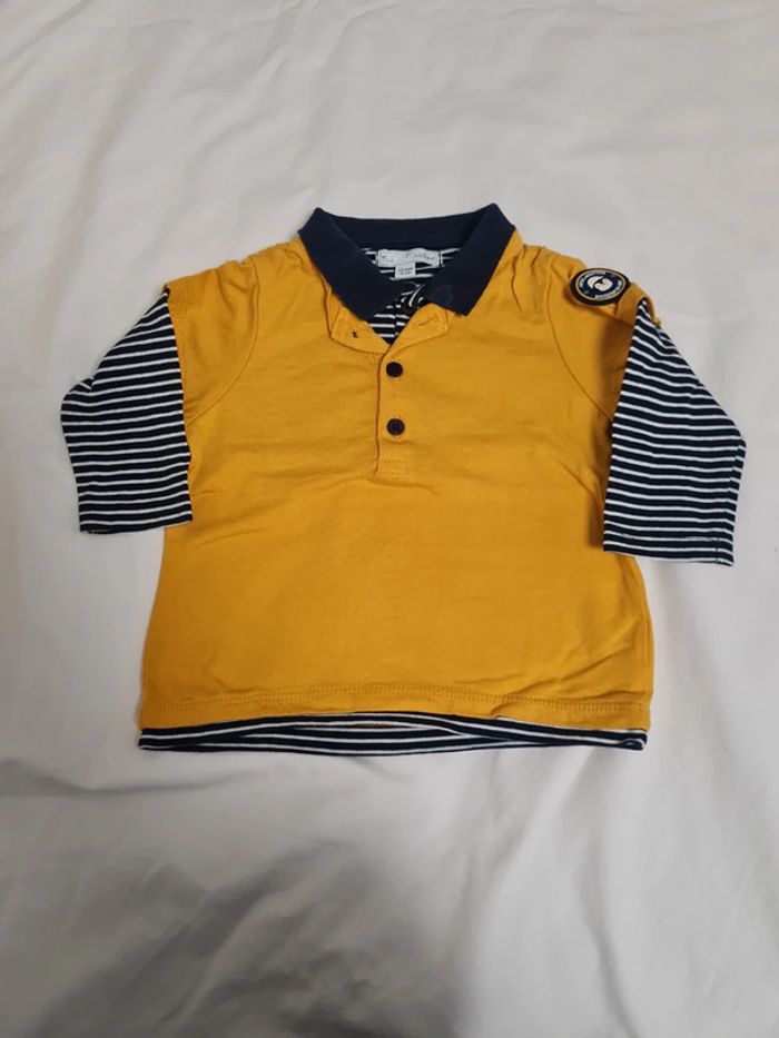 T-shirt ML polo 12 mois Mes Petits Cailloux