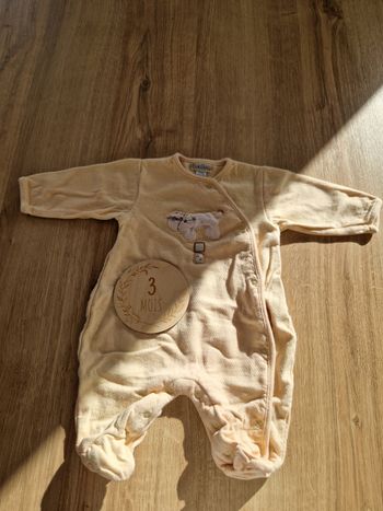 Pyjama en coton épais jaune - 3 mois