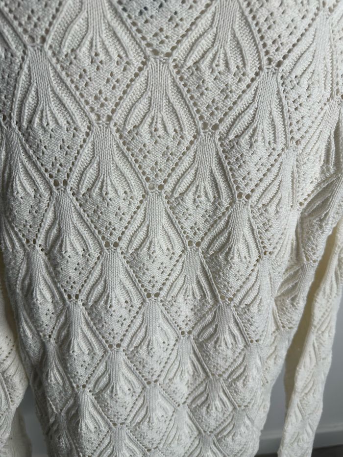 Pull oversize en mailles ajourées blanc Yessica Vintage T44 XXL - photo numéro 7