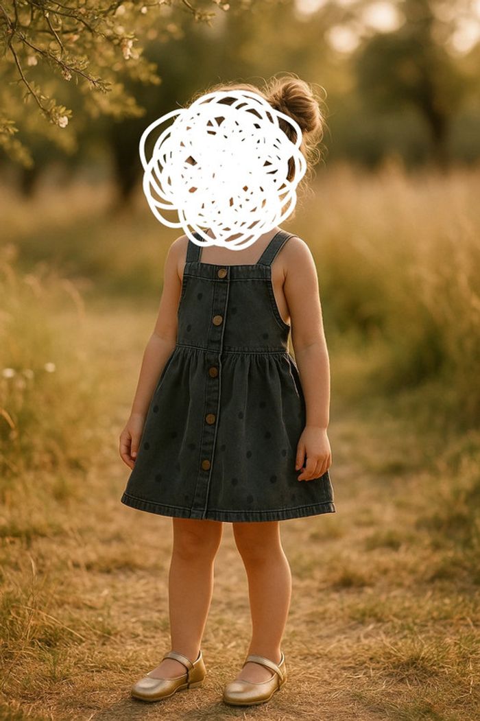 🖤 Robe salopette en jean noire à pois - Parfaite tenue de rentrée