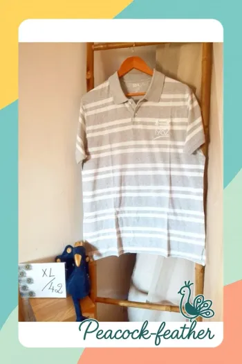 Polo rayé gris homme xl