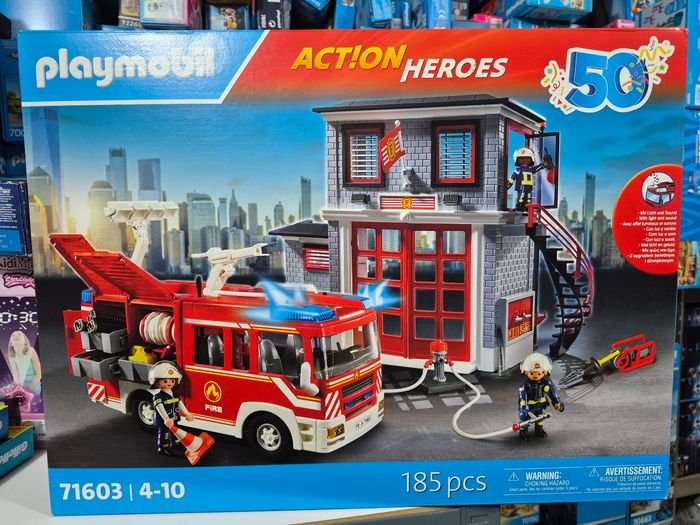 Playmobil 71603 - Poste de pompiers avec camion d'intervention (Spécial 50 Ans).