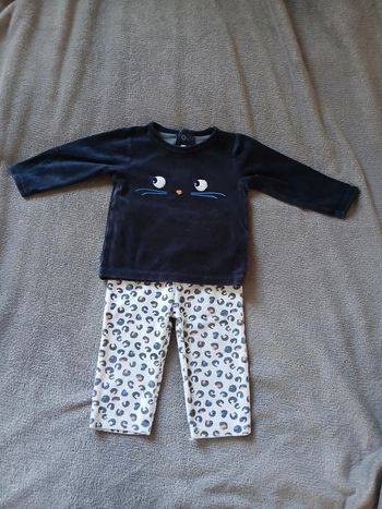 Pyjama velours 2 pieces 18 mois fille