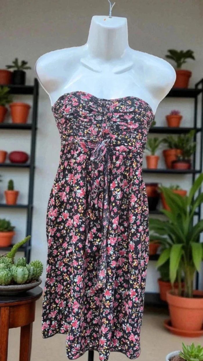 Robe bustier noir imprimée fleur 🌹tu🌹 voir mesure