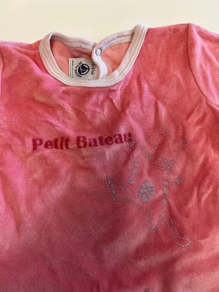 Pyjama velours Petit Bateau rose – Taille 6 mois - photo numéro 3