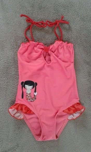 Maillot de bain fille saumon 1 pièce Zoė Mentalo 3 ans