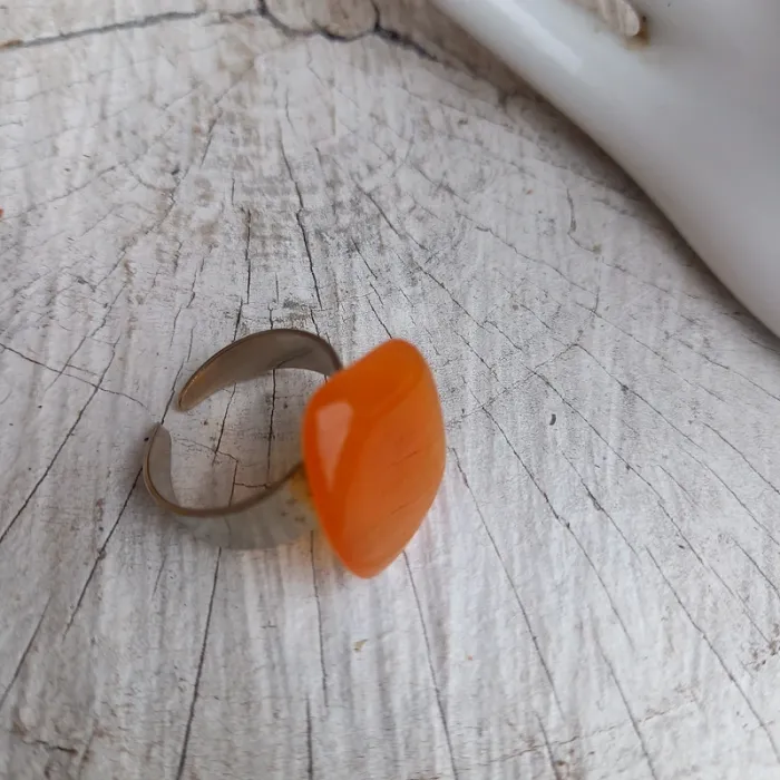 Bague vintage orangé ajustable - photo numéro 5